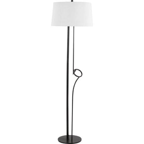 Shadow Floor Lamp in Black Steel & White Linen Shade